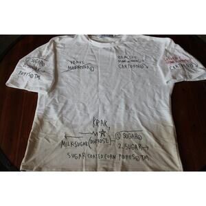 Demischo "Sundipy" Mens Medium graphic T-Shirt White w/coffee color fade/bottom